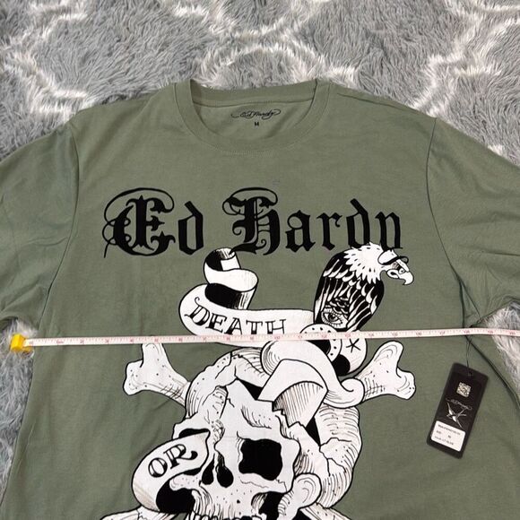 NWT Ed hardy death or glory light olive green t-shirt size medium - Picture 5 of 6